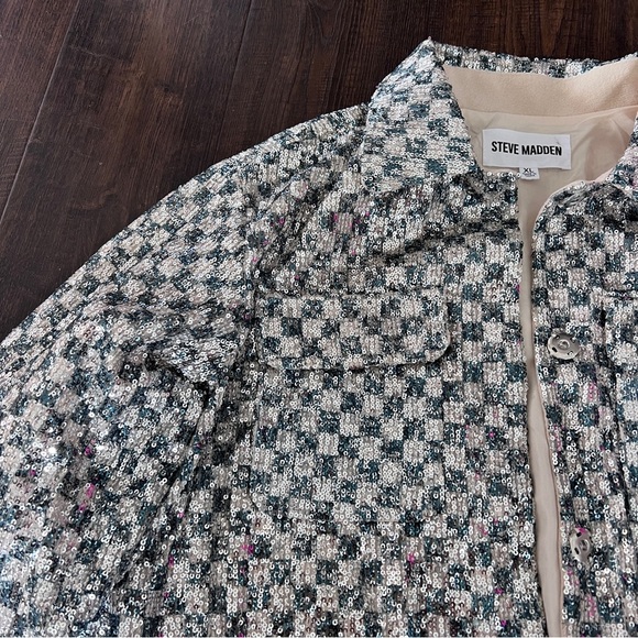 STEVE MADDEN checker sequin shirt jacket - Picture 4 of 7